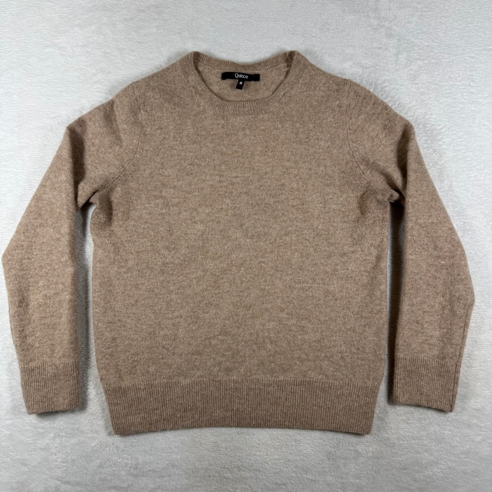 Quince Mongolian Cashmere Crewneck Sweater M Oatmeal Beige SGK001
